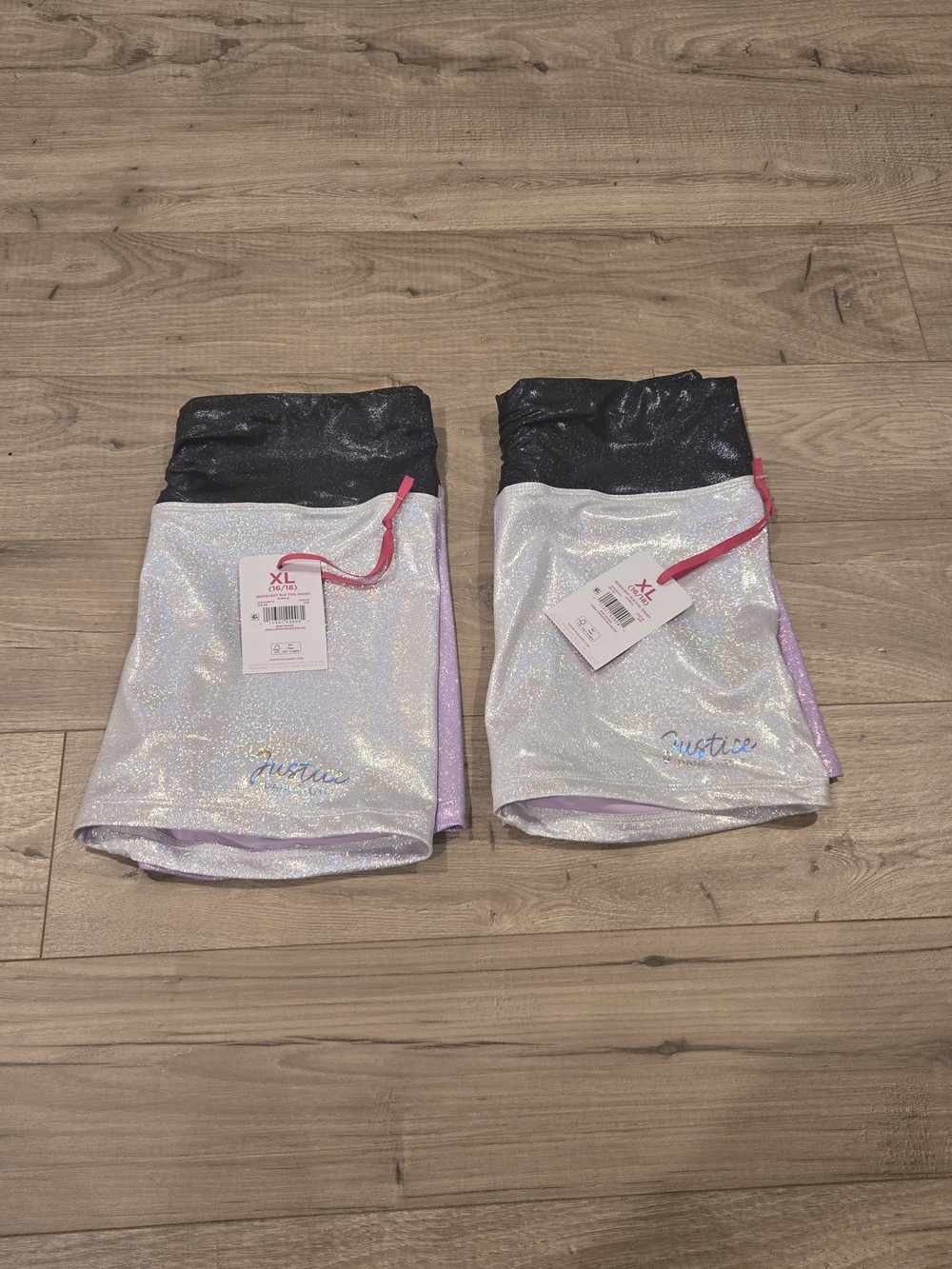 NWT Justice Girls Split Metallic Cinch Waistband Shorties sizes LG (12/14) X2